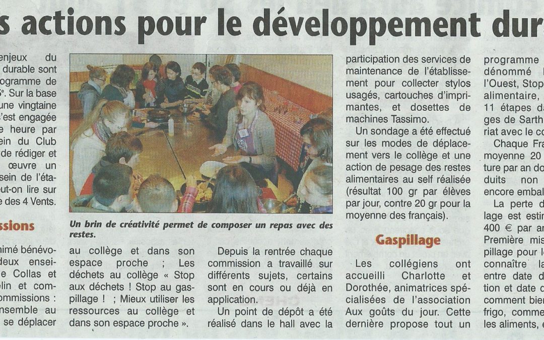 Articles parus dans la presse sur le club agenda 21 du collège